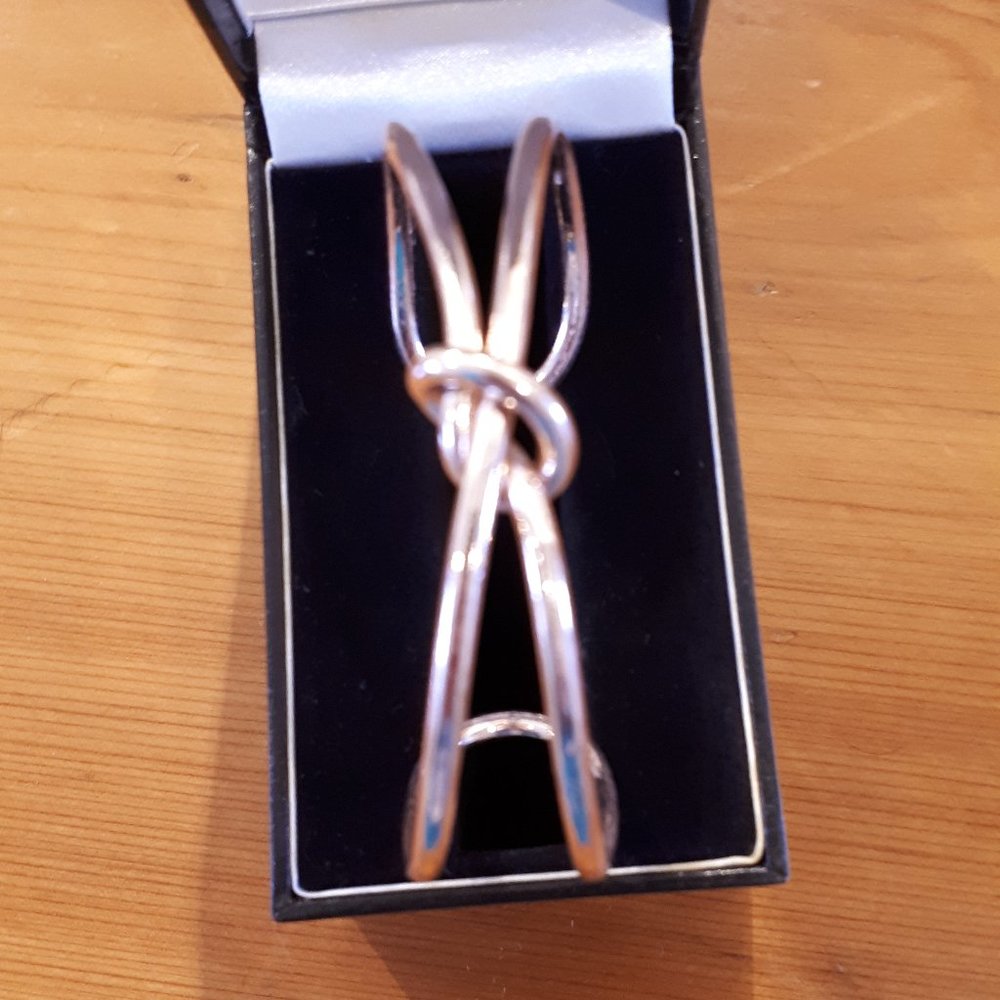 Rose Gold Pated Lover's Knot Cuff Bracelet